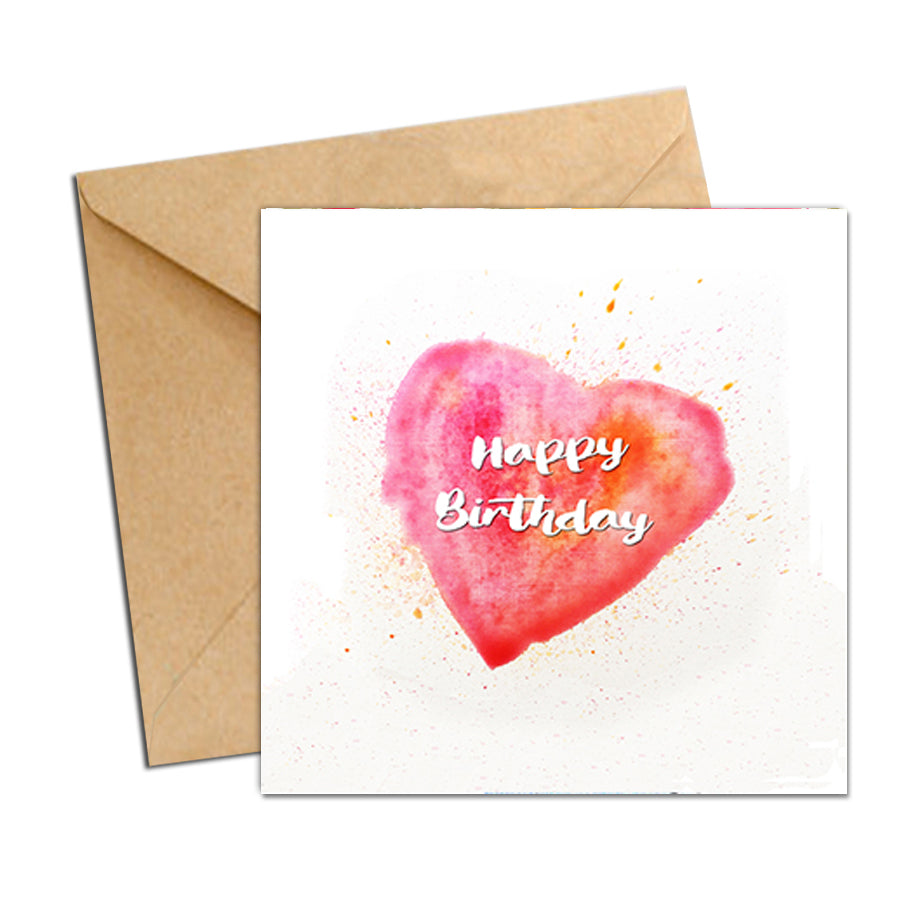 Card - Heart Blood Orange Birthday