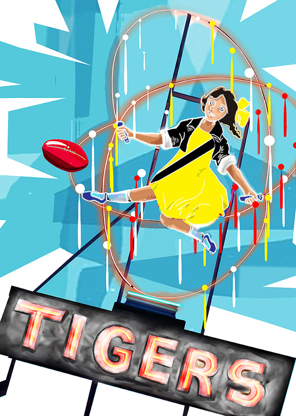 Print Football AFL - Richmond Skipping Girl Kick